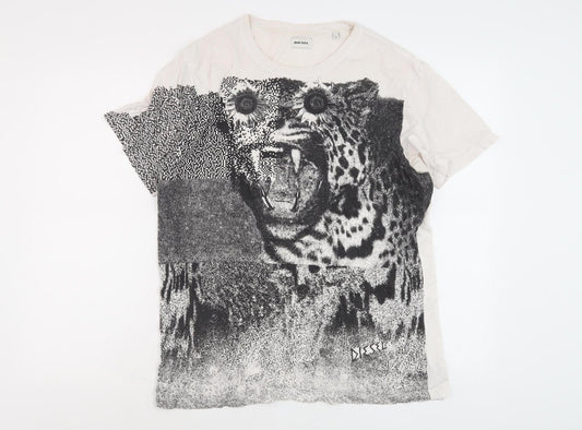 Diesel Men's Ivory Animal Graphic T-Shirt L