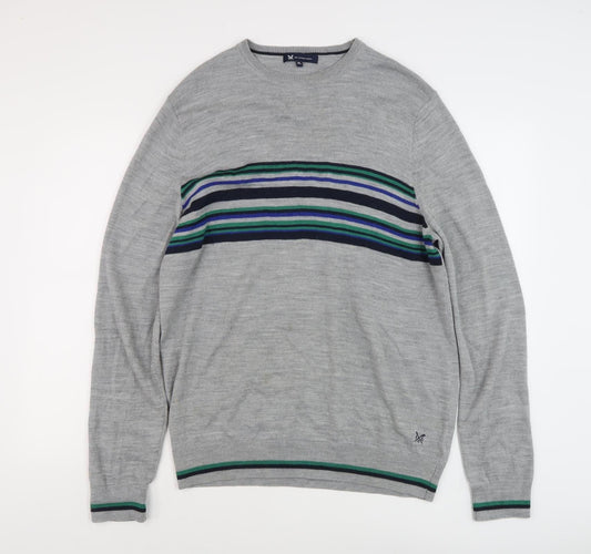 Additional front view of Crew Clothing Grey Striped XL jumper