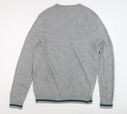 Crew Clothing Mens Grey Striped XL Pullover Jumper