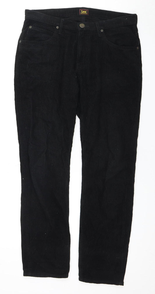 Lee Black Corduroy Trousers, 30W Regular Fit