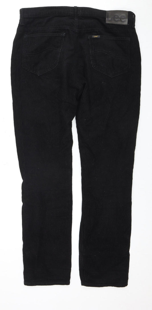 Lee Black Corduroy Trousers, 30W Regular Fit
