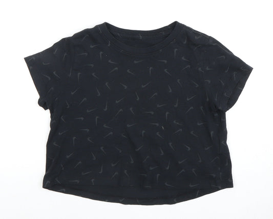 Nike Girls Black M T-Shirt with Logo