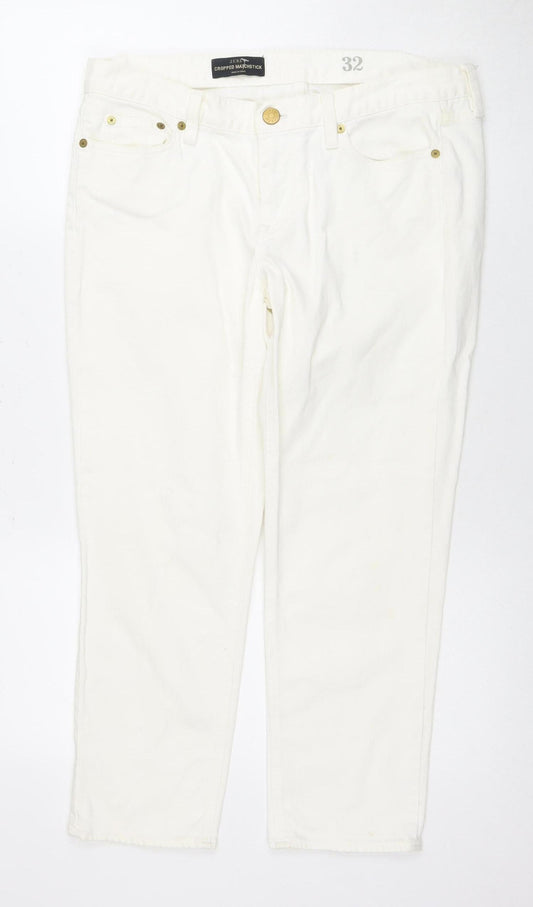 Additional front view of J.Crew Women's White Cropped Jeans UK 4
