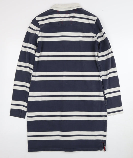 Weird Fish Women's Blue Striped Shirt Dress - Size 12