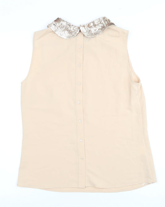 Womens UK Size 10 Laura Ashley Beige Polyester Blouse