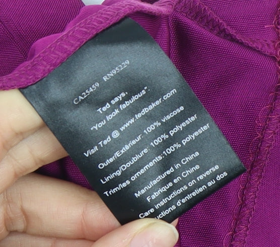 Ted Baker Purple A-Line Women's Dress, L - Party Attire