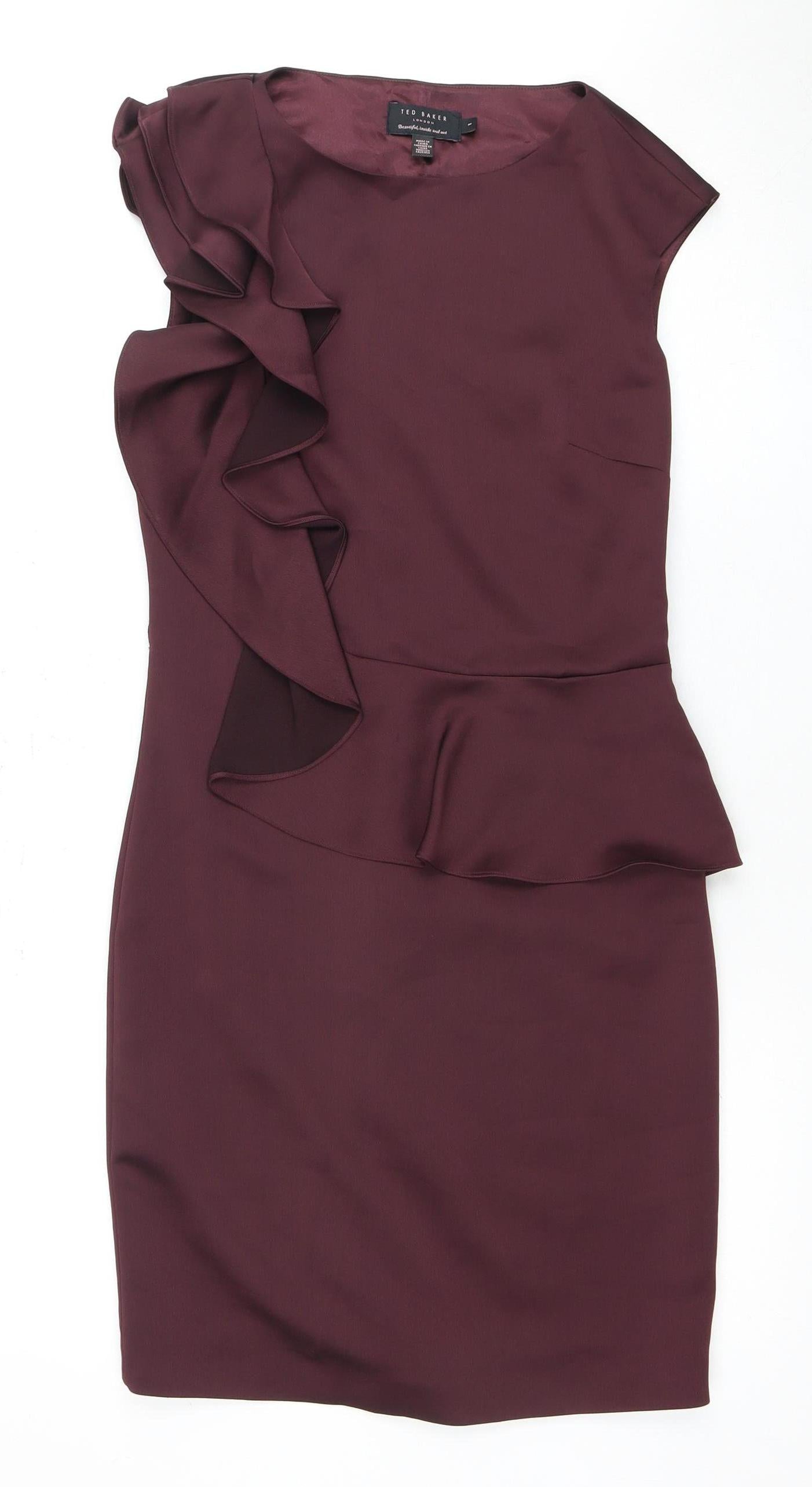 Ted Baker Women’s Purple Sheath Dress, Size 4, Elegant Woven