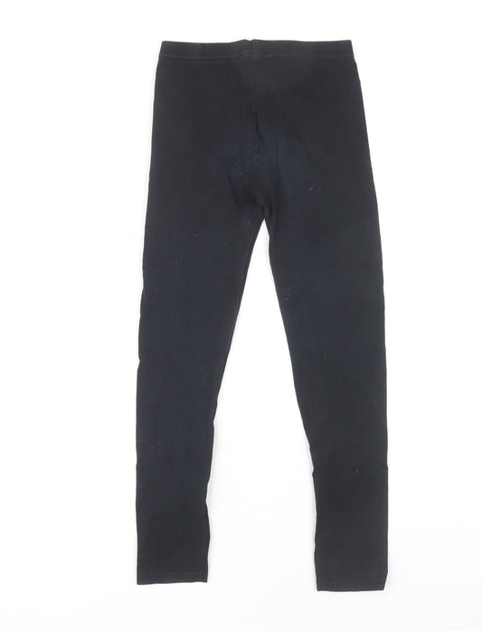 Skechers Girls Black Leggings 11 Years Cotton Blend