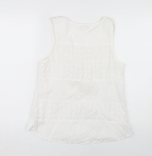 Fat Face Women's White Blouse, Size 12, Cotton Summer Wear