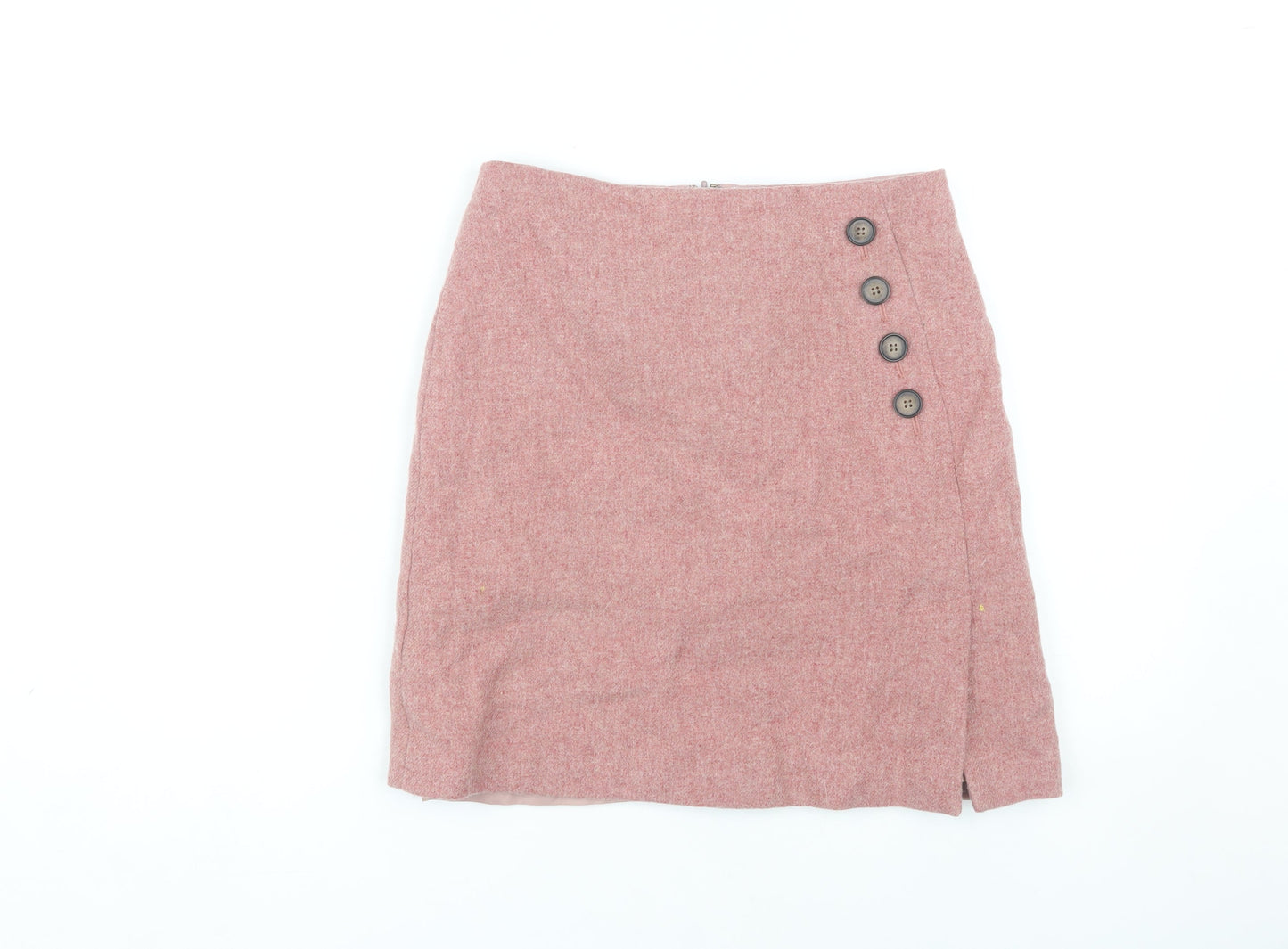 Hobbs Women's Pink Pencil Skirt, Size 8, Button Accent