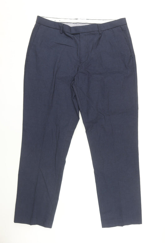 Charles Tyrwhitt Men's Blue Classic Fit Trousers 38W 32L
