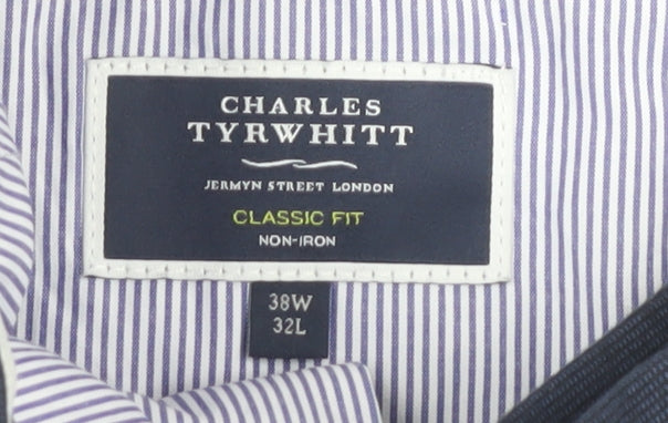 Charles Tyrwhitt Men's Blue Classic Fit Trousers 38W 32L