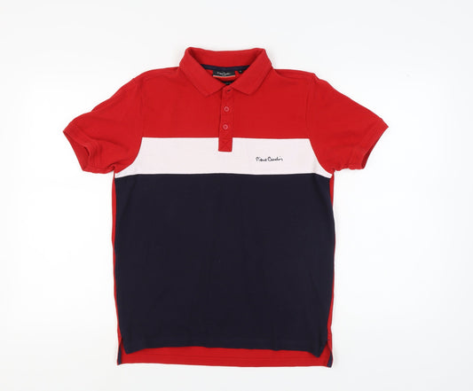 Pierre Cardin Men's Red Colourblock Polo Shirt S