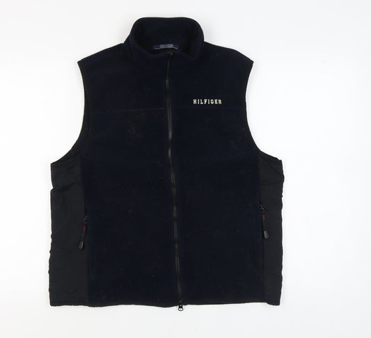 Tommy Hilfiger Men's Black Waistcoat M Logo Zip Casual