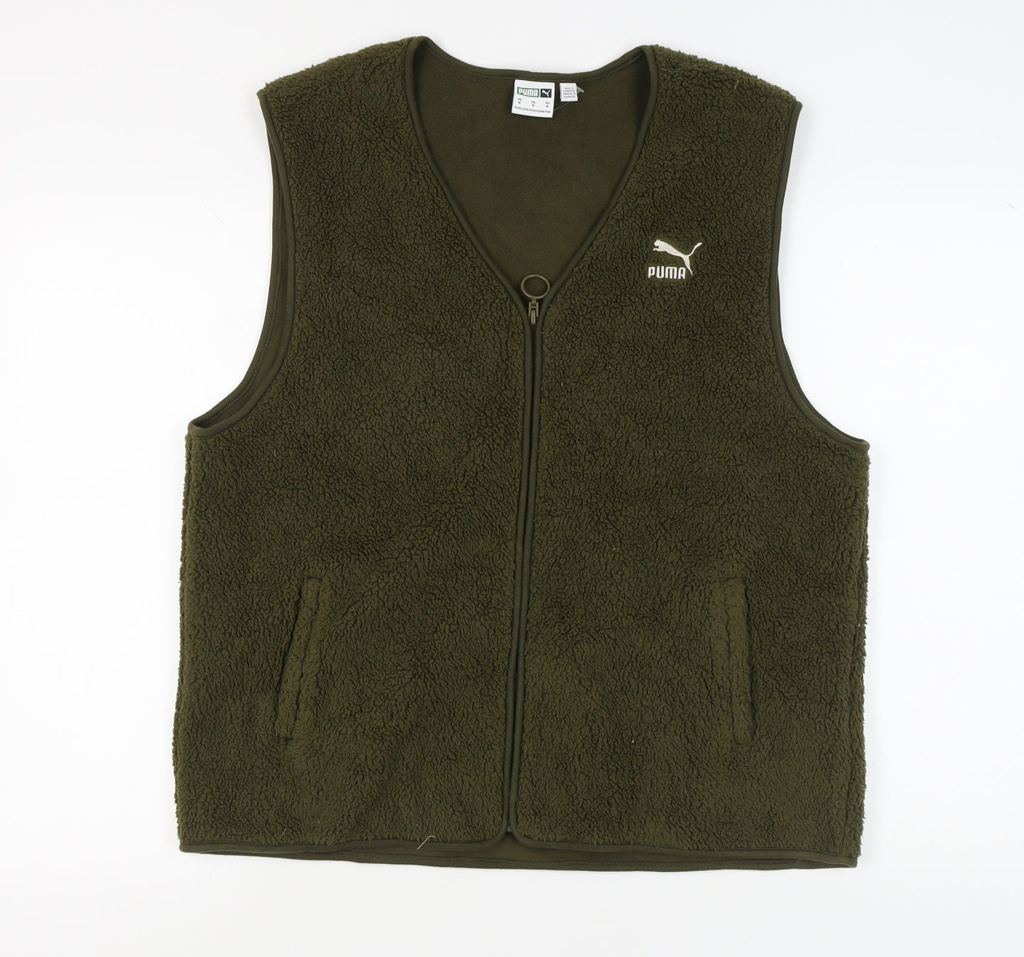 Puma Men’s Green Waistcoat M Casual Zip Fleece