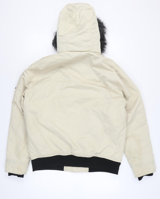 Hollister Men's Beige XL Hooded Puffer Jacket