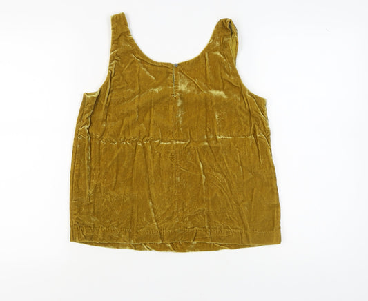 J.Crew Women's Gold Velvet Tank, Size 4, Scoop Neck