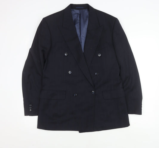 Magee Men's Blue Double-Breasted Suit Jacket, 38R, Wool