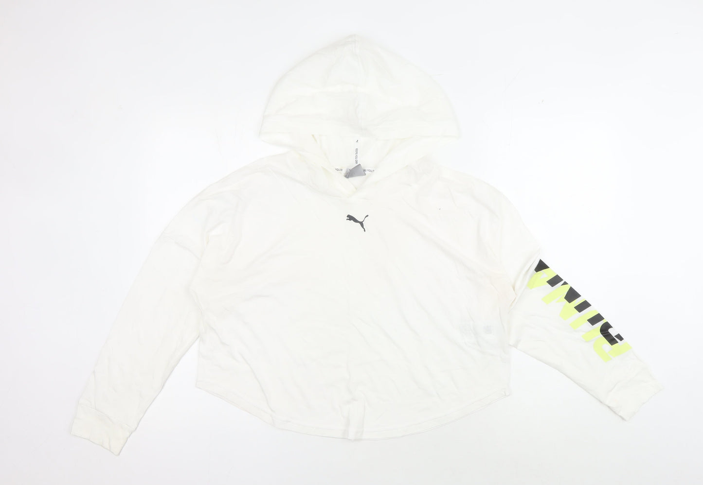 Puma White Unisex Hoodie S Pullover Graphic