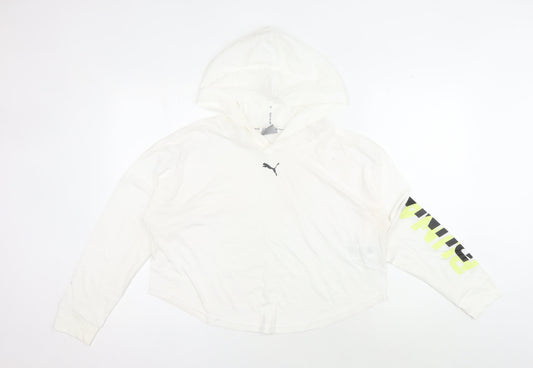 Puma White Unisex Hoodie S Pullover Graphic