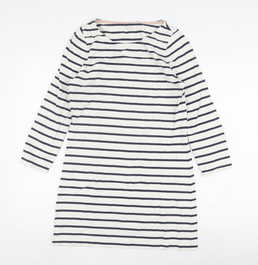 Boden Women's White Striped Shift Dress Size 8