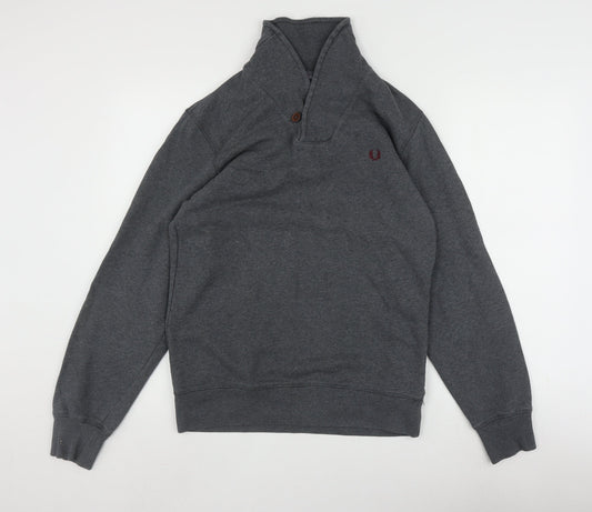 Fred Perry Men's Grey Henley Sweatshirt, Size S