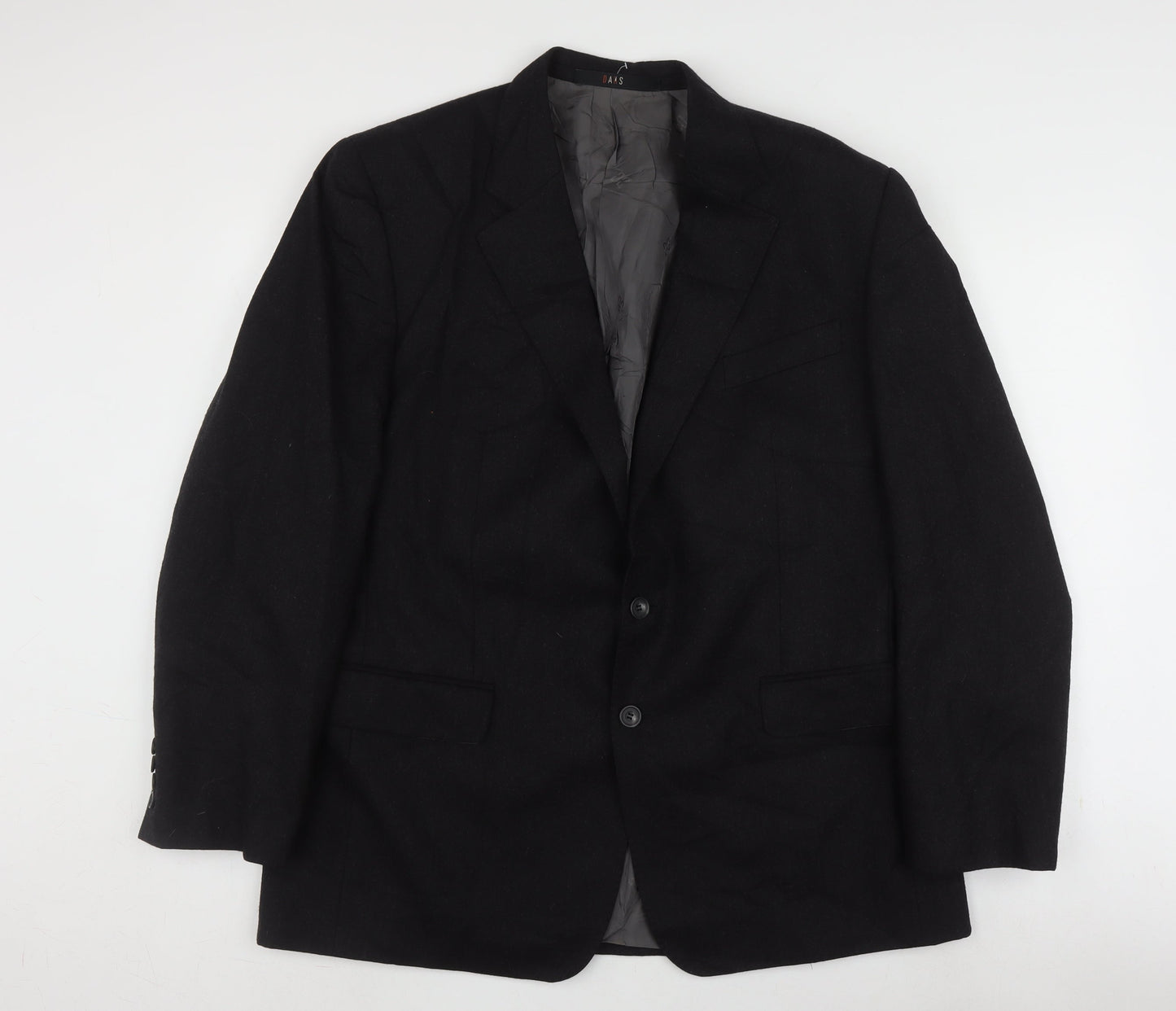 DAKS Men's Black Wool Blazer, Size 42R, Formal Single-Breasted