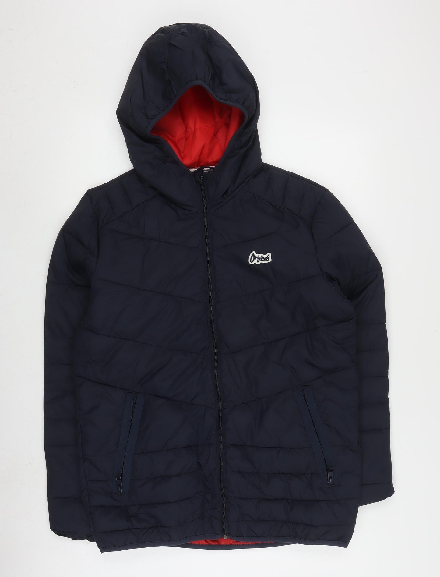 Jack & Jones Men's Blue Hooded Puffer Jacket, S