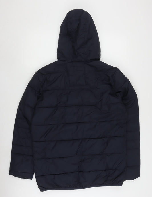 Jack & Jones Men's Blue Hooded Puffer Jacket, S