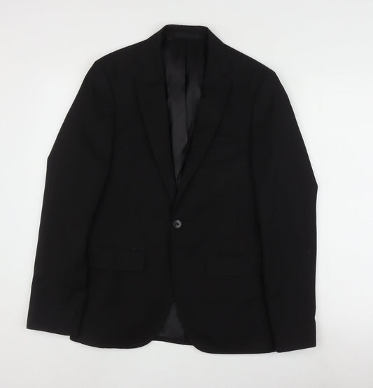 Moss London Men's Black Blazer 36 Regular Formal