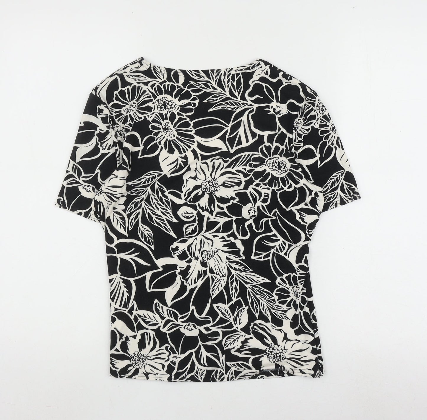 Eastex Women's Black Floral Wrap Blouse Size 10