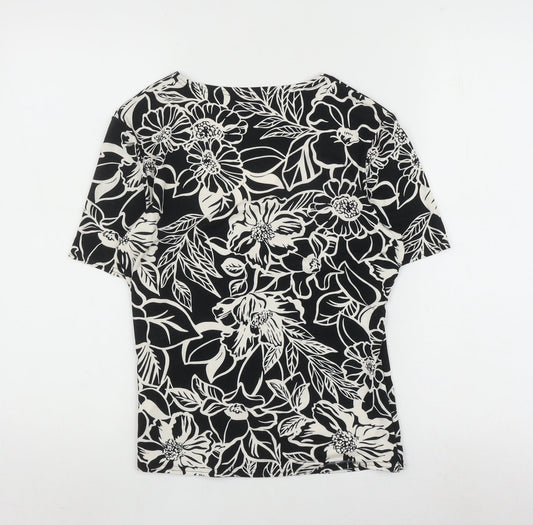 Eastex Women's Black Floral Wrap Blouse Size 10