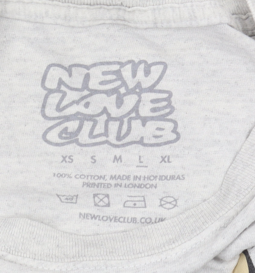 New Love Club Men’s Grey Flower T-Shirt L