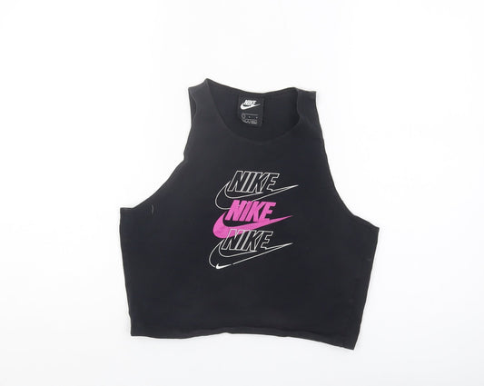 Nike Women's Black Cropped Tank Top L - Activewear