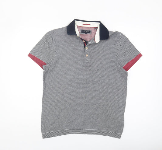 Ted Baker Men's Multicoloured Striped Polo Shirt S