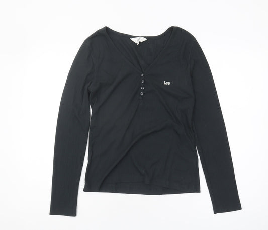 Lee Women's Black Slim Fit Long Sleeve T-Shirt - Size L