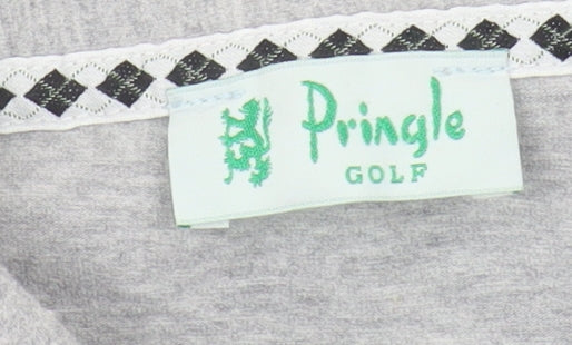Unisex Adultss UK Size L Pringle Golf Grey Cotton Blend Polo