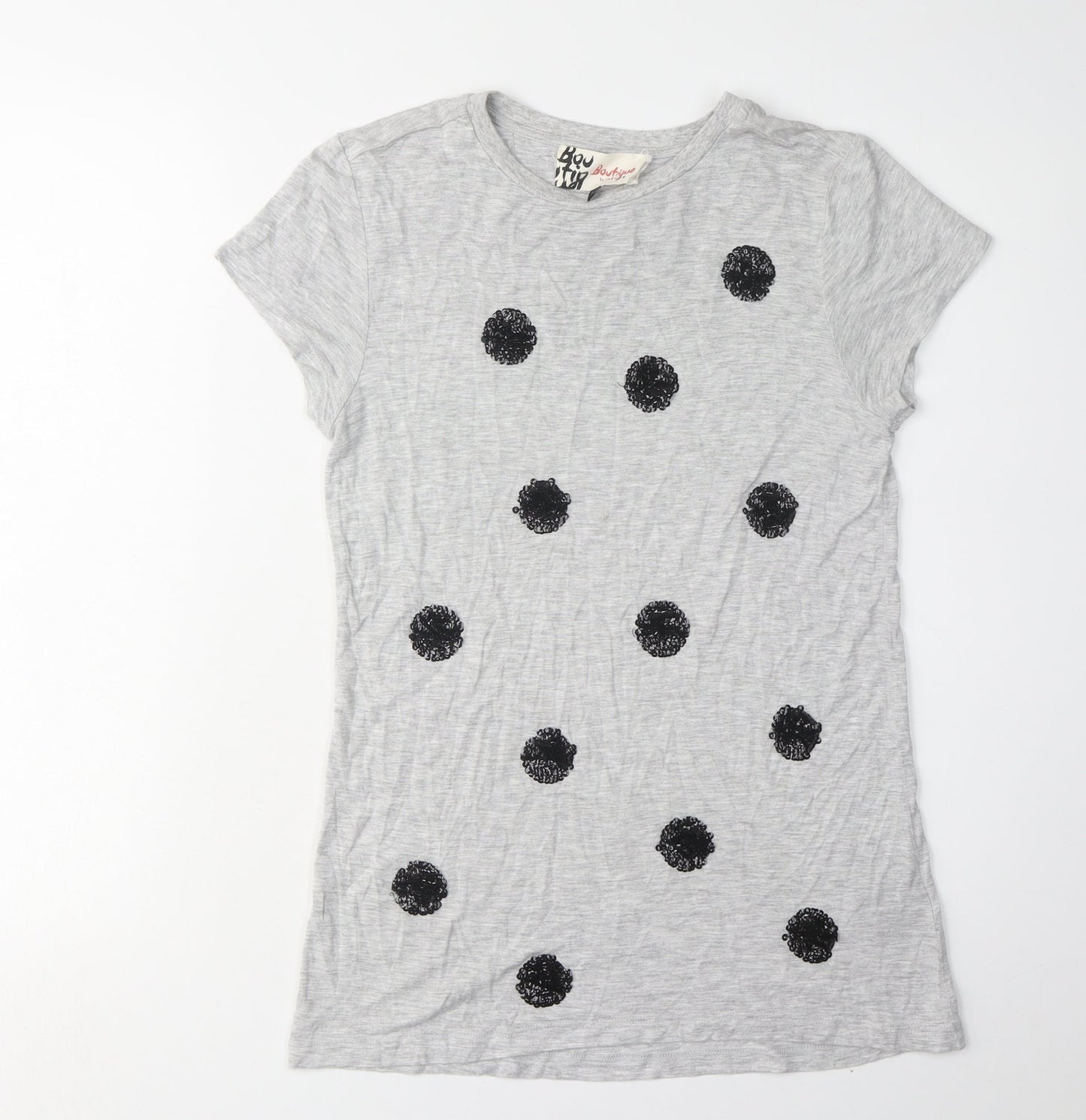 Jaeger Women's Grey Sequin Polka Dot T-Shirt S