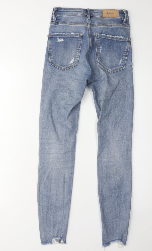 Stradivarius Women's Blue Distressed Skinny Jeans Size 4