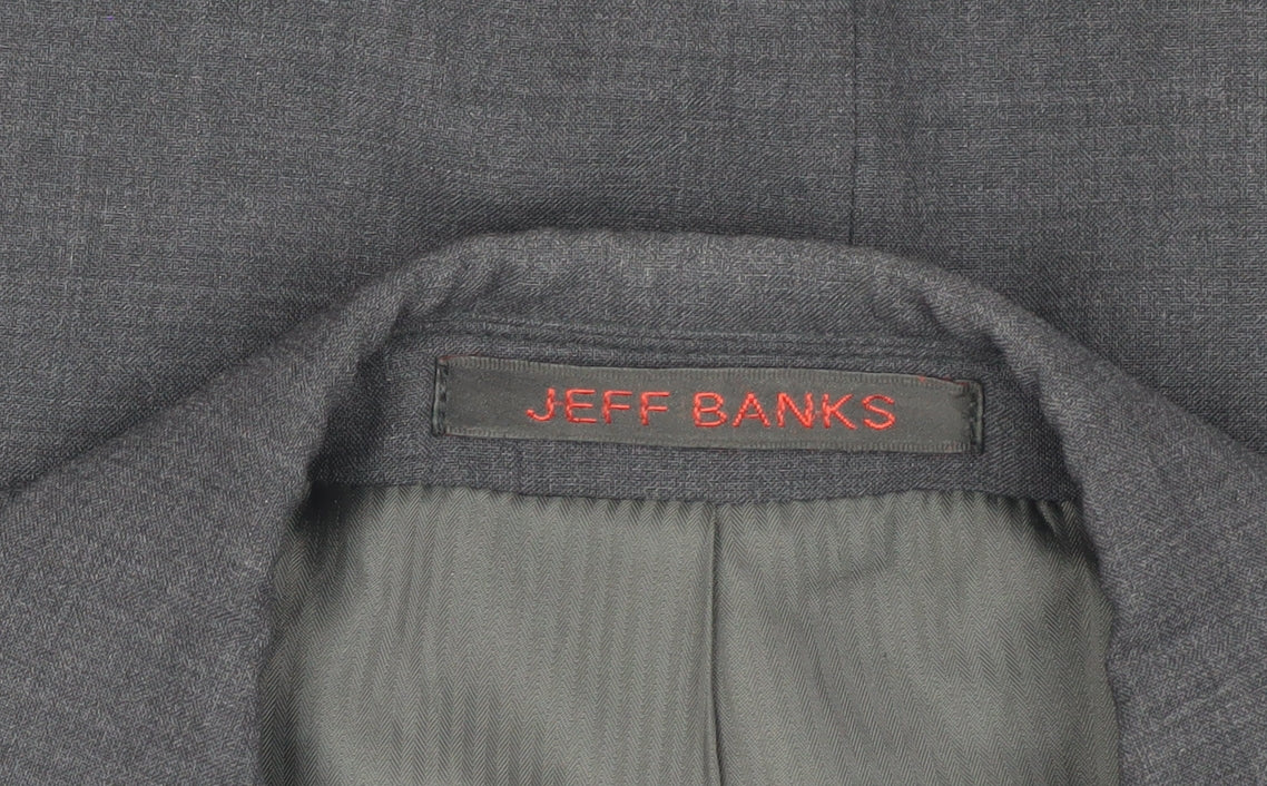 Jeff Banks Men's Grey Blazer, Size 38, Regular Fit