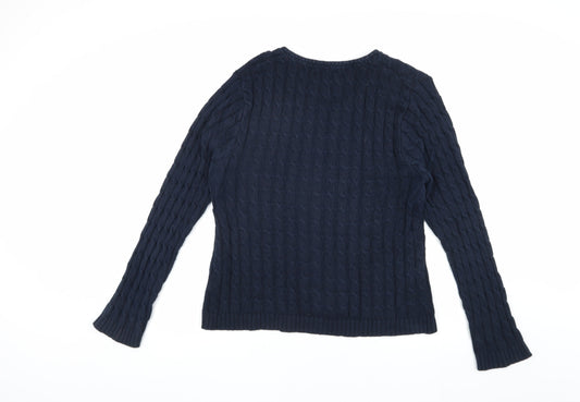 Womens UK 16 Regular Kangol Blue Pullover Cable-Knit