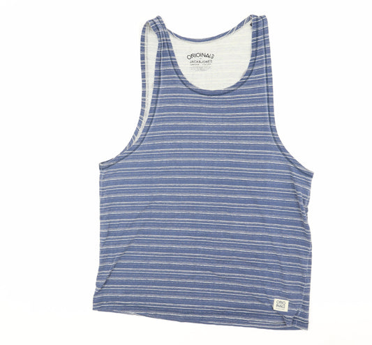 Jack & Jones Men's Blue Striped Tank Top - Size S