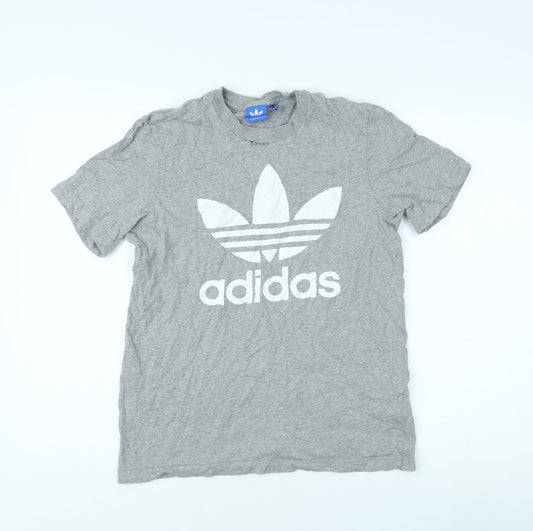 Unisex Adultss UK Size S adidas Grey Cotton T-Shirt