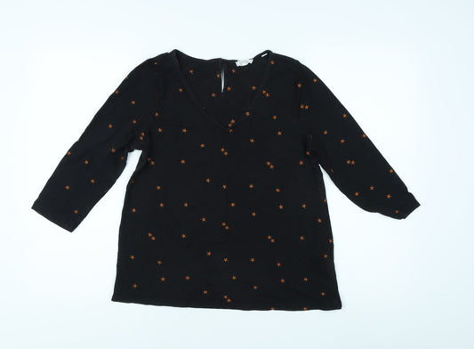 FatFace Women's Black Blouse Size 10 V-Neck Casual