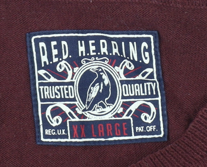 Brand and care label for Red Herring Men’s Red jumper 2XL NY Graphic