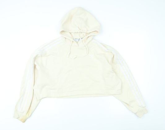 Womens UK S Regular adidas Beige Pullover Hoodie
