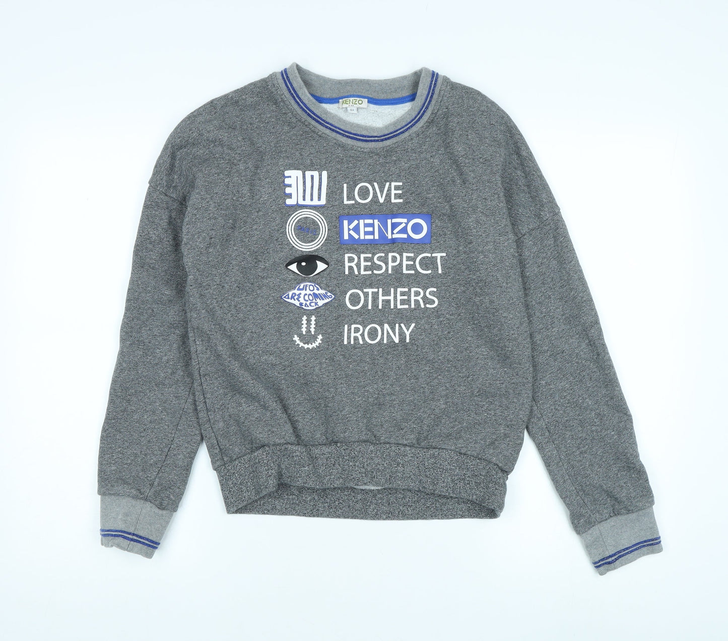 Kenzo Grey Graphic Print Unisex Sweatshirt, Size 16