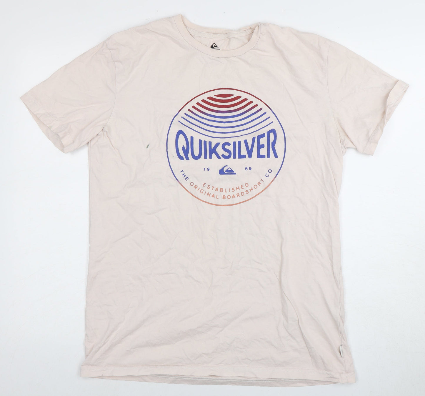Quiksilver Men's Beige Graphic Print T-Shirt - Large