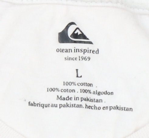 Quiksilver Men's Beige Graphic Print T-Shirt - Large