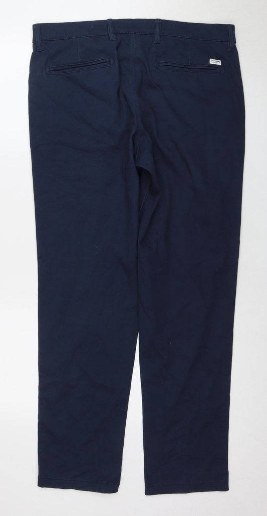 Jack & Jones Men's Blue Chino Trousers, Size 34, Regular Fit